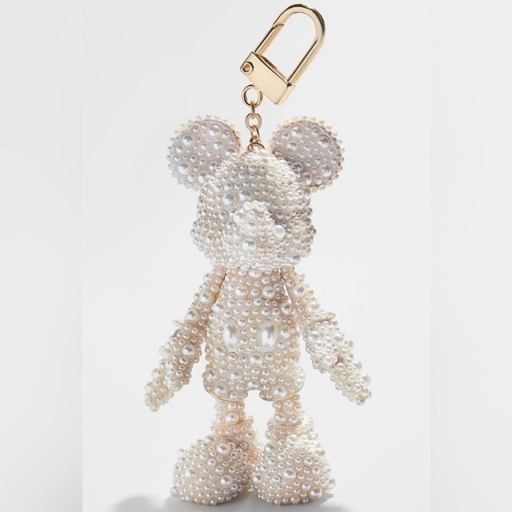 Disney X Baublebar Ivory Pearl Mickey Mouse Bag Charm Keychain RARE